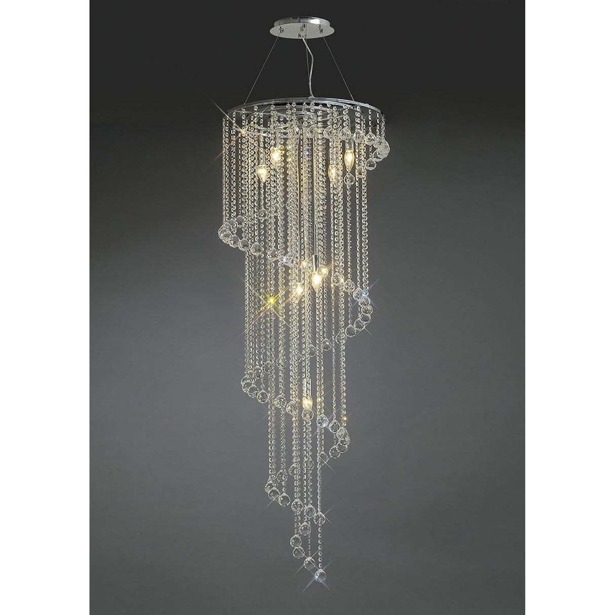 Atla 57cm Spiral 9 Light Crystal Chandelier - Polished Chrome