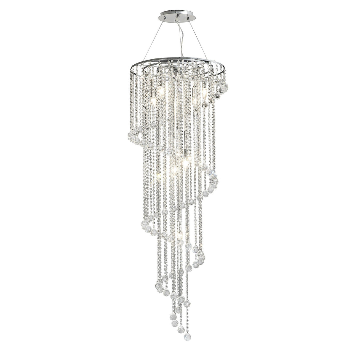 Atla 57cm Spiral 9 Light Crystal Chandelier - Polished Chrome