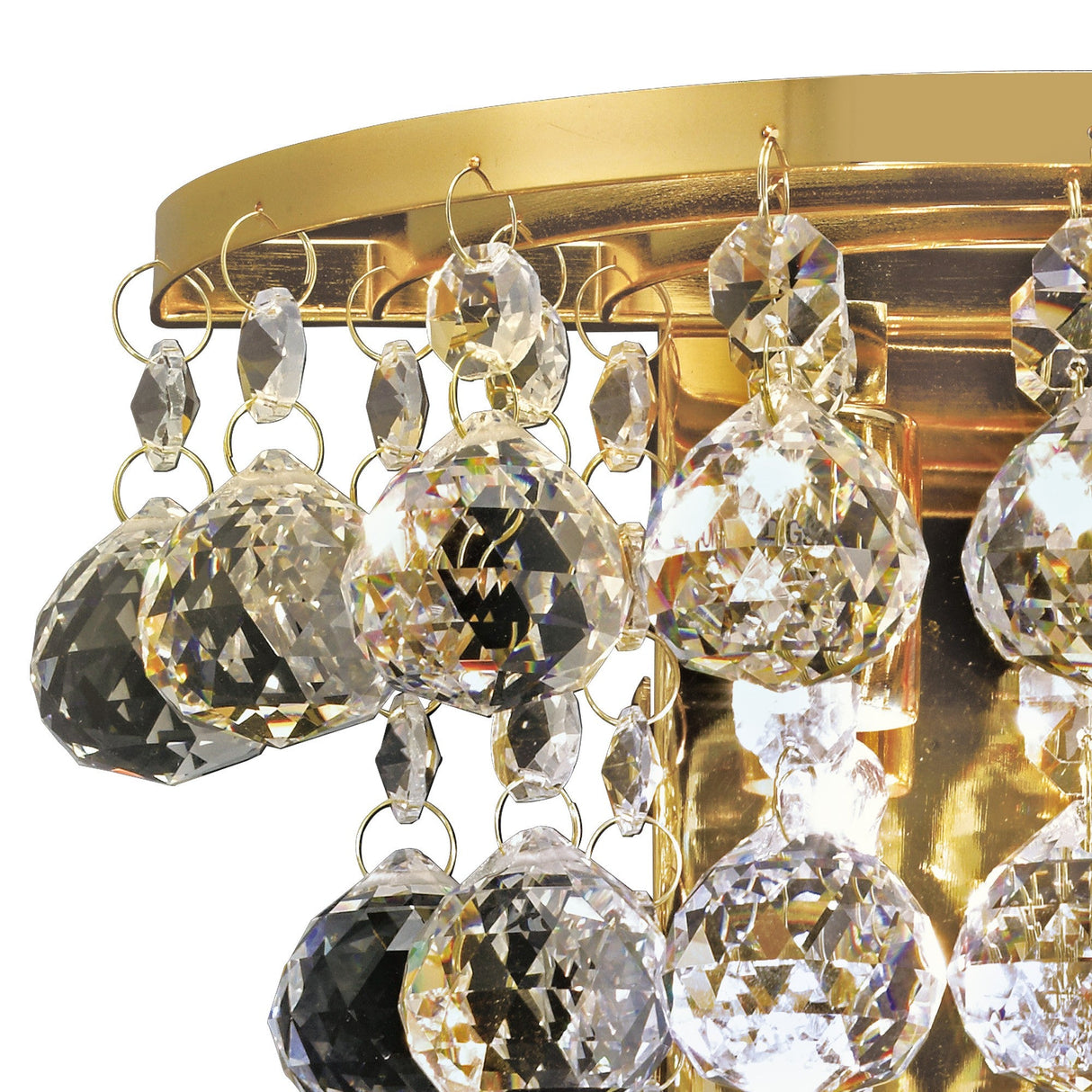 Atla 2 Light Crystal Wall Light With Switch - Gold