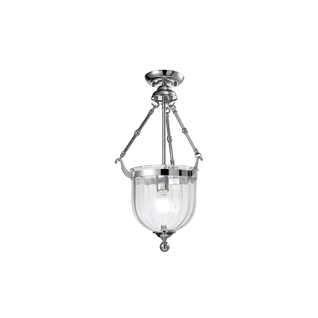 Aubrey 31cm 1 Light Glass Pendant Light - Polished Chrome
