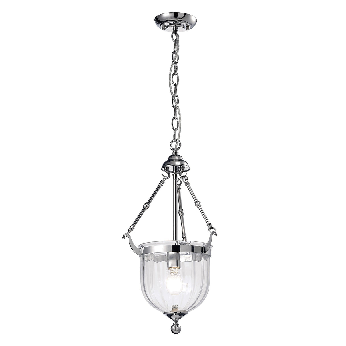 Aubrey 31cm 1 Light Glass Pendant Light - Polished Chrome