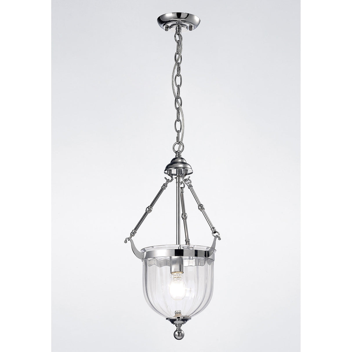Aubrey 31cm 1 Light Glass Pendant Light - Polished Chrome