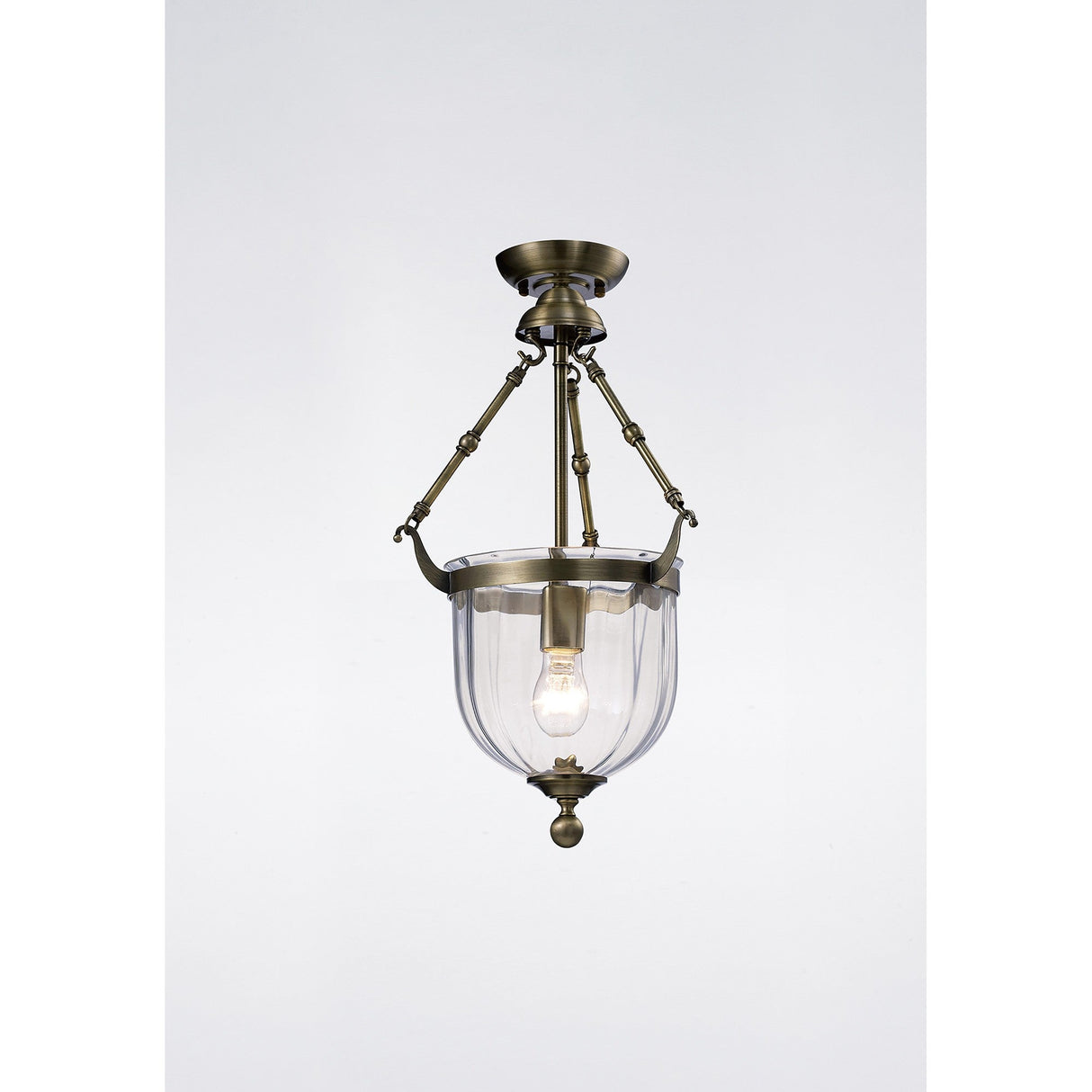 Aubrey 31cm 1 Light Glass Pendant Light - Antique Brass