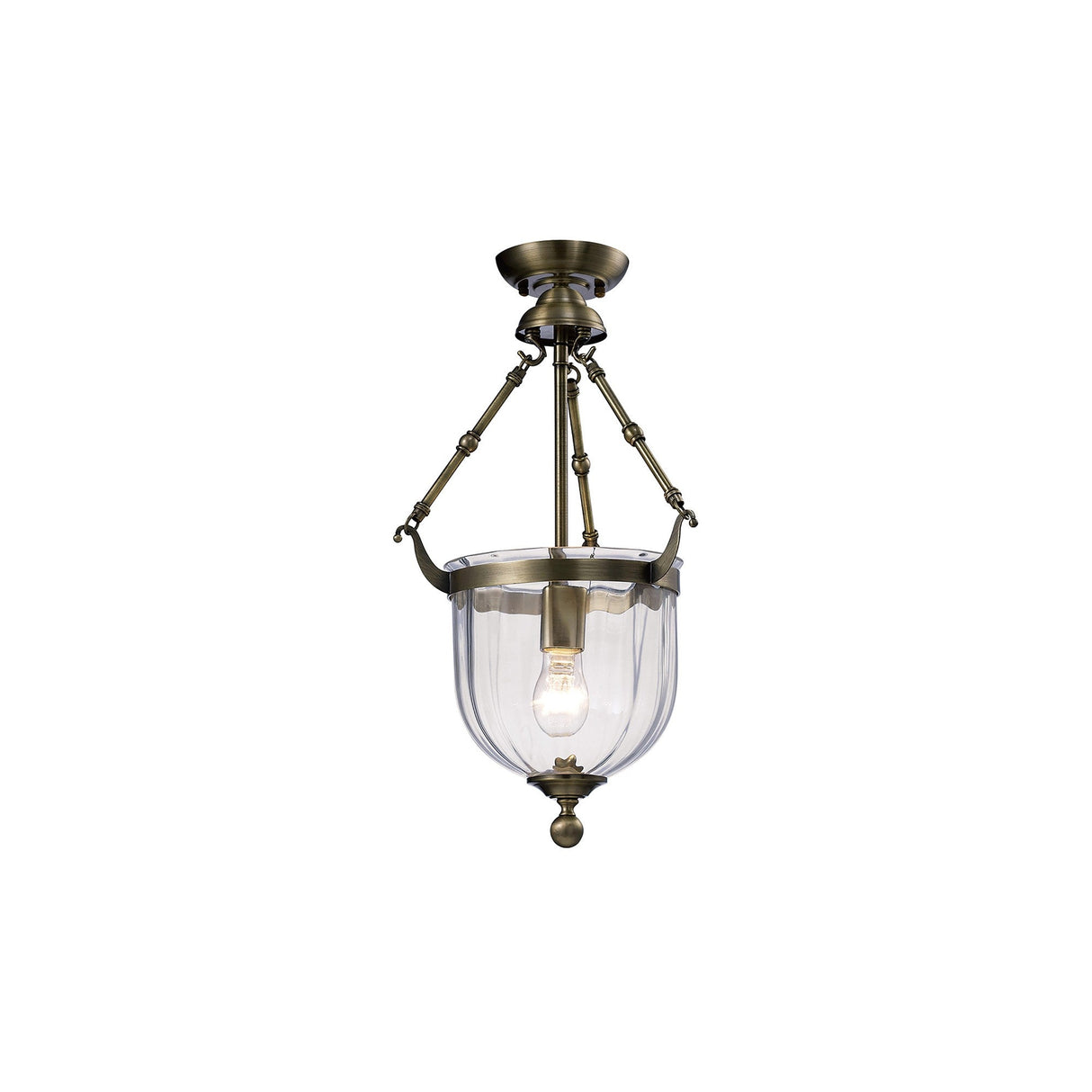 Aubrey 31cm 1 Light Glass Pendant Light - Antique Brass