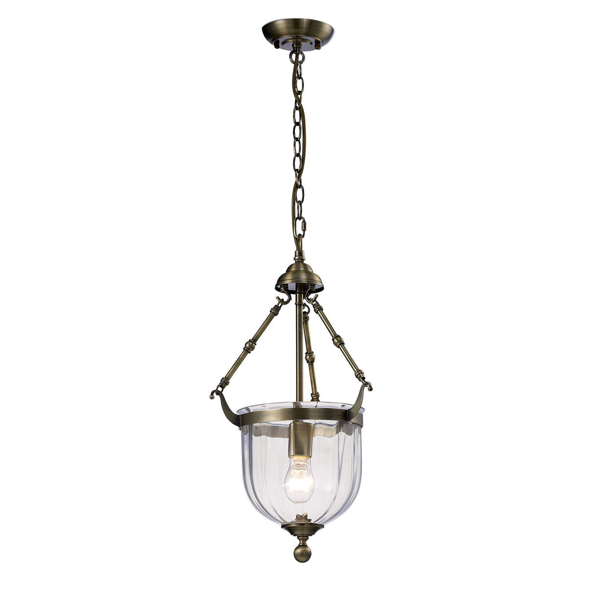 Aubrey 31cm 1 Light Glass Pendant Light - Antique Brass