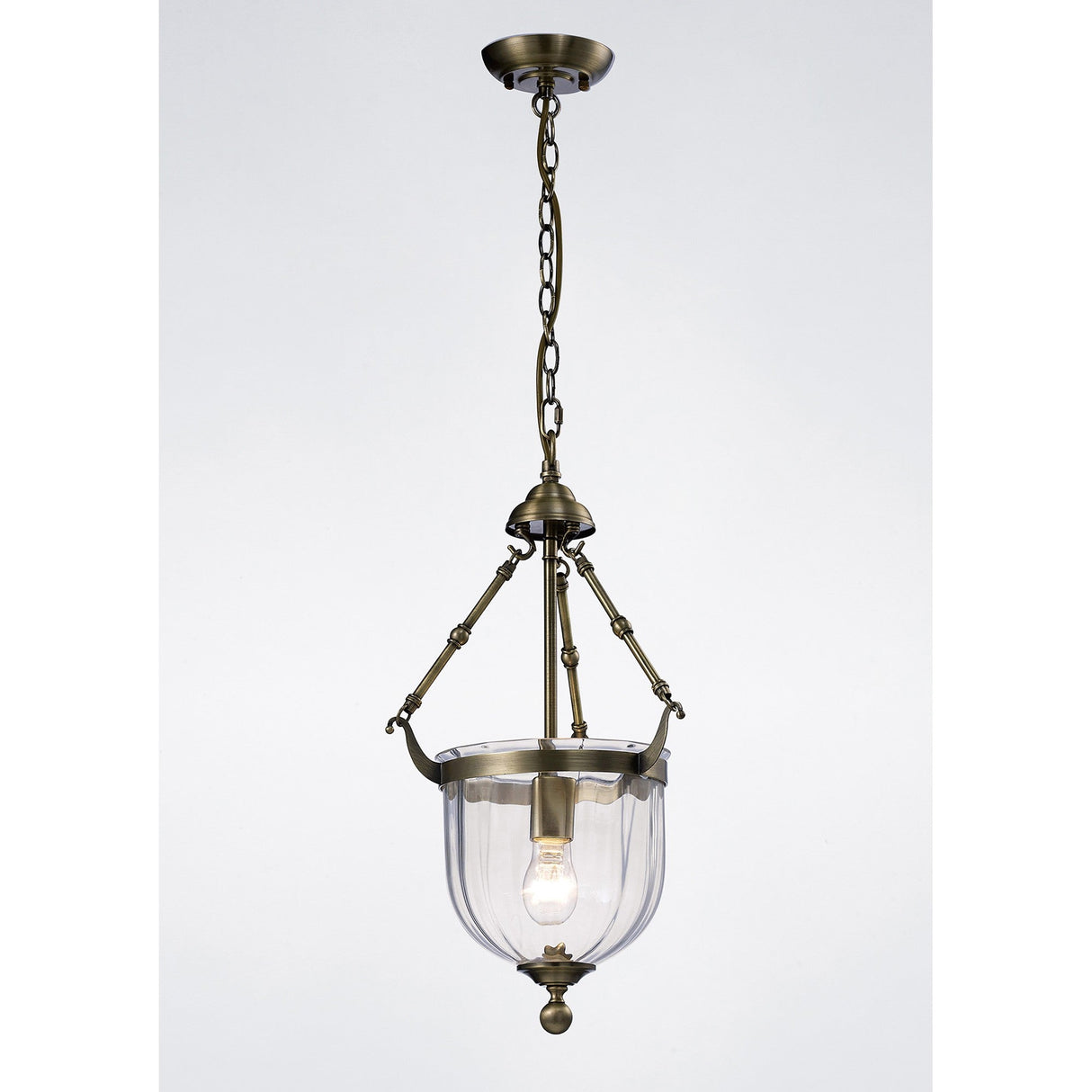 Aubrey 31cm 1 Light Glass Pendant Light - Antique Brass
