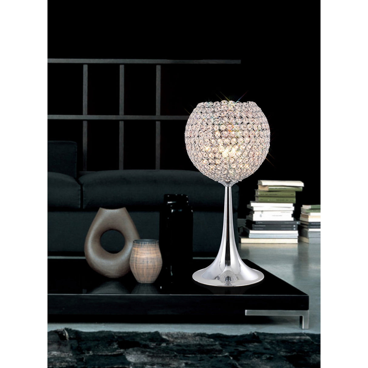 Ava 3 Light Crystal Table Lamp - Polished Chrome