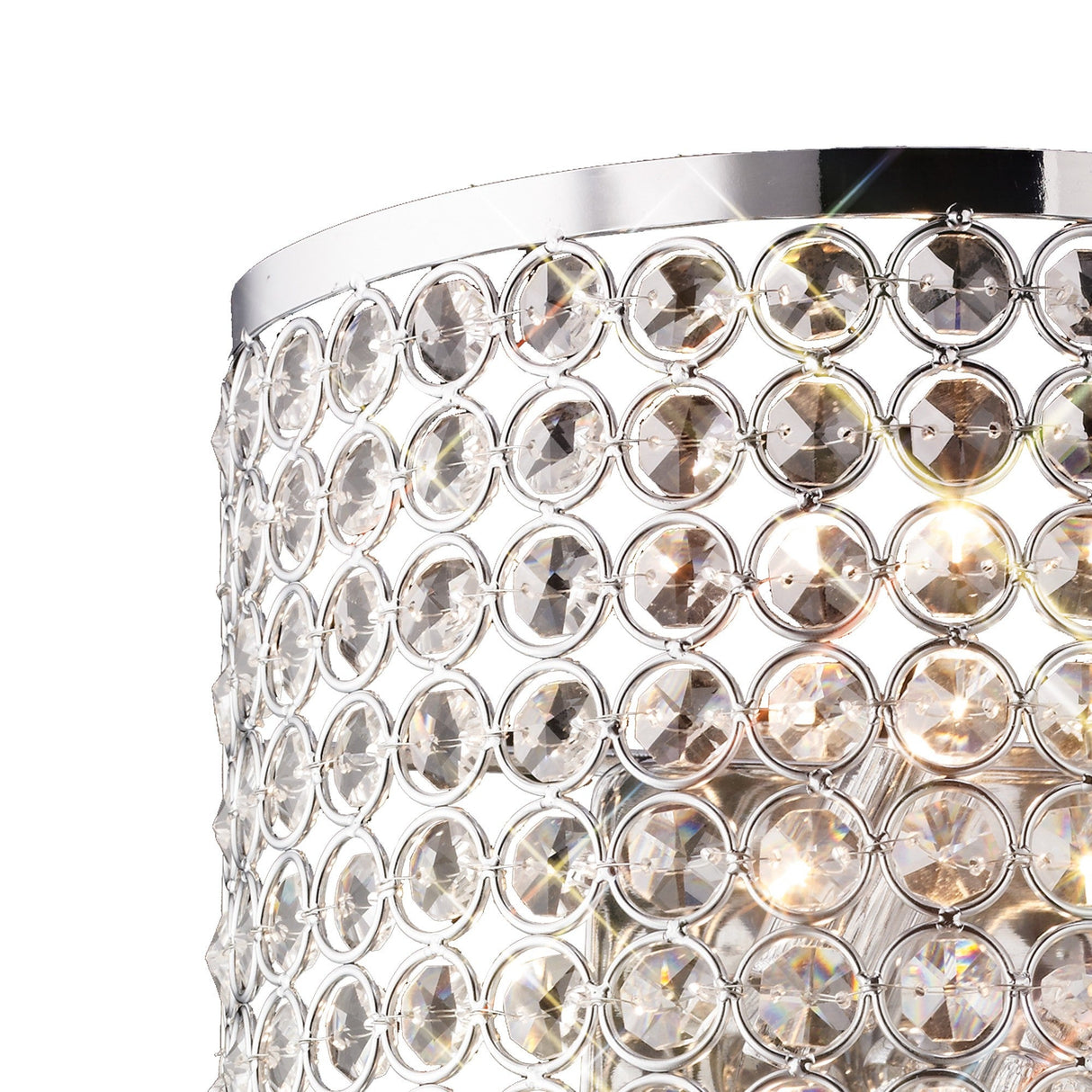 Ava Rectangle 2 Light Crystal Wall Light - Chrome