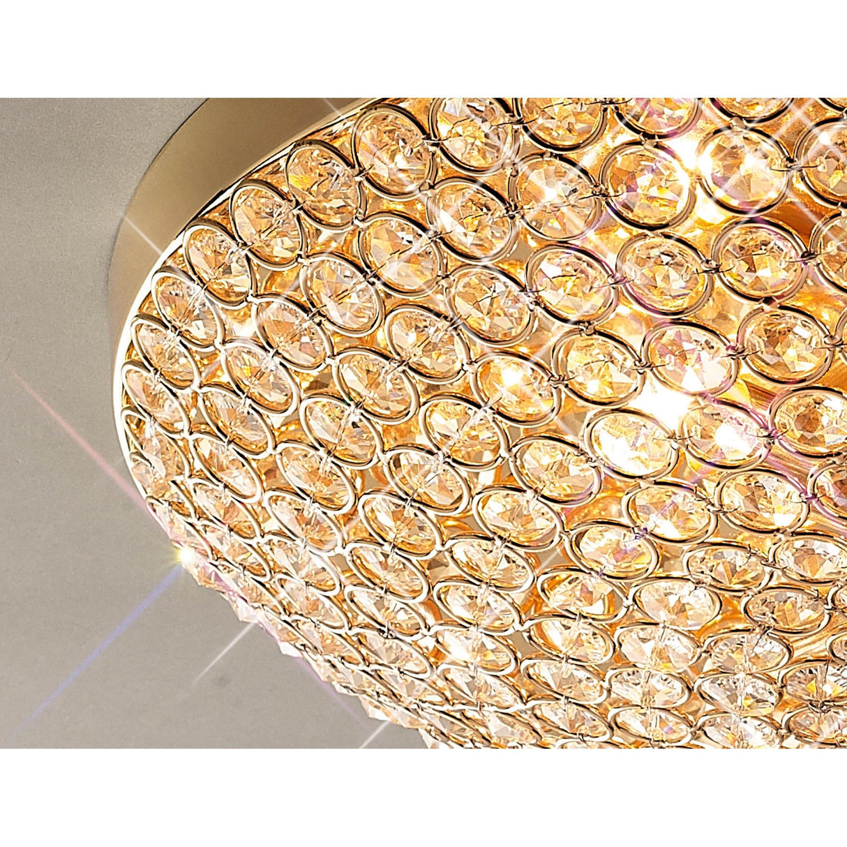 Ava 4 Light Crystal Flush Ceiling Light - French Gold