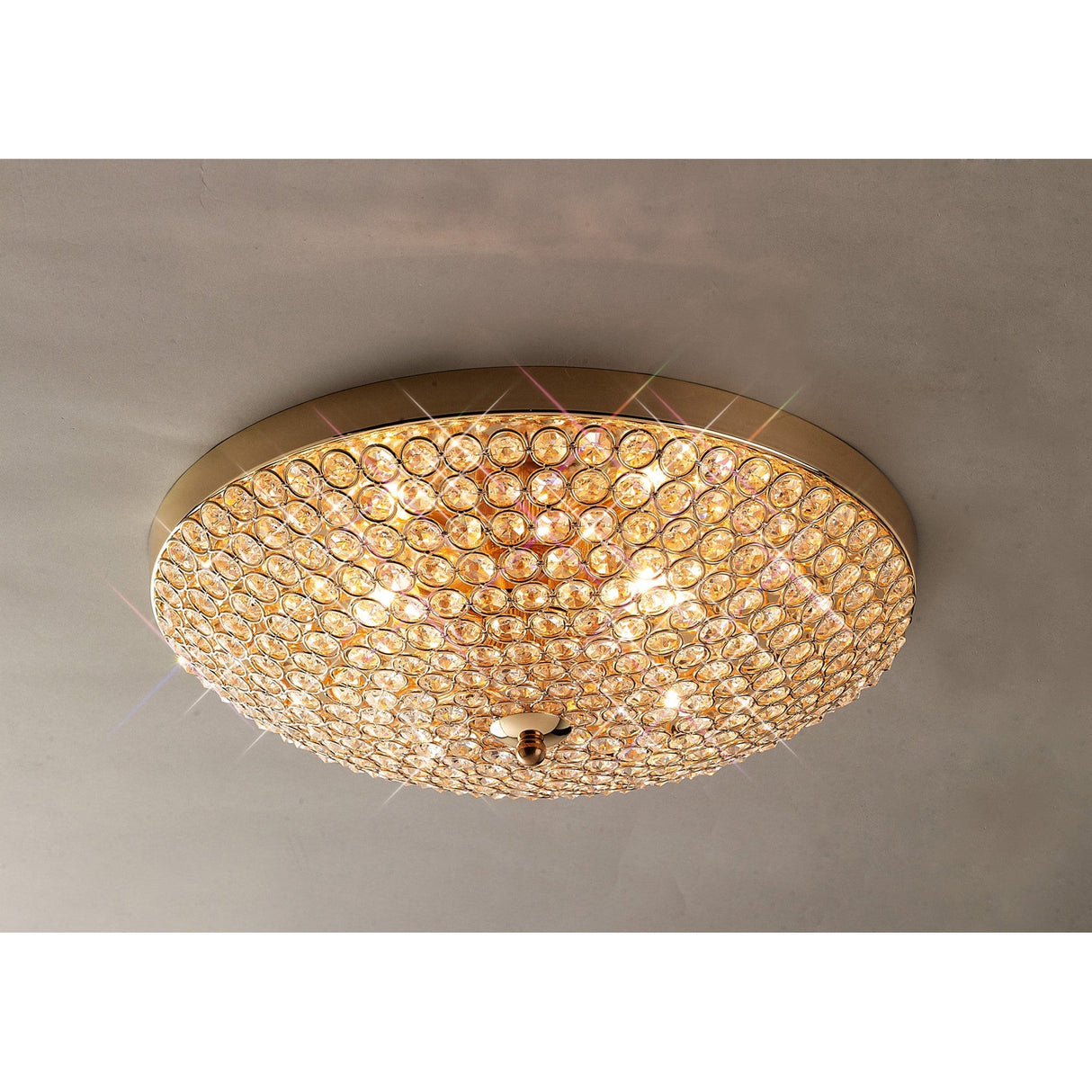 Ava 4 Light Crystal Flush Ceiling Light - French Gold