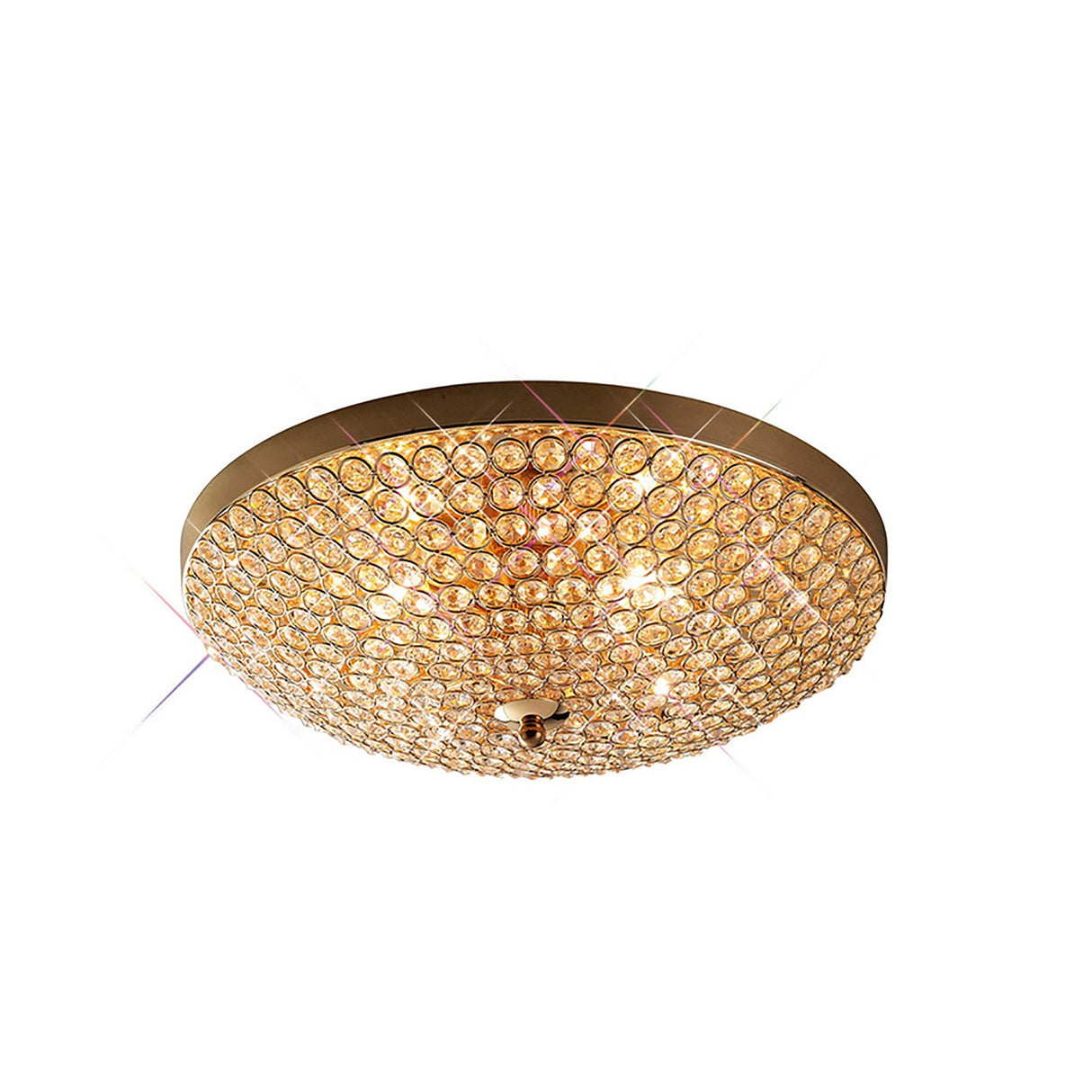 Ava 4 Light Crystal Flush Ceiling Light - French Gold