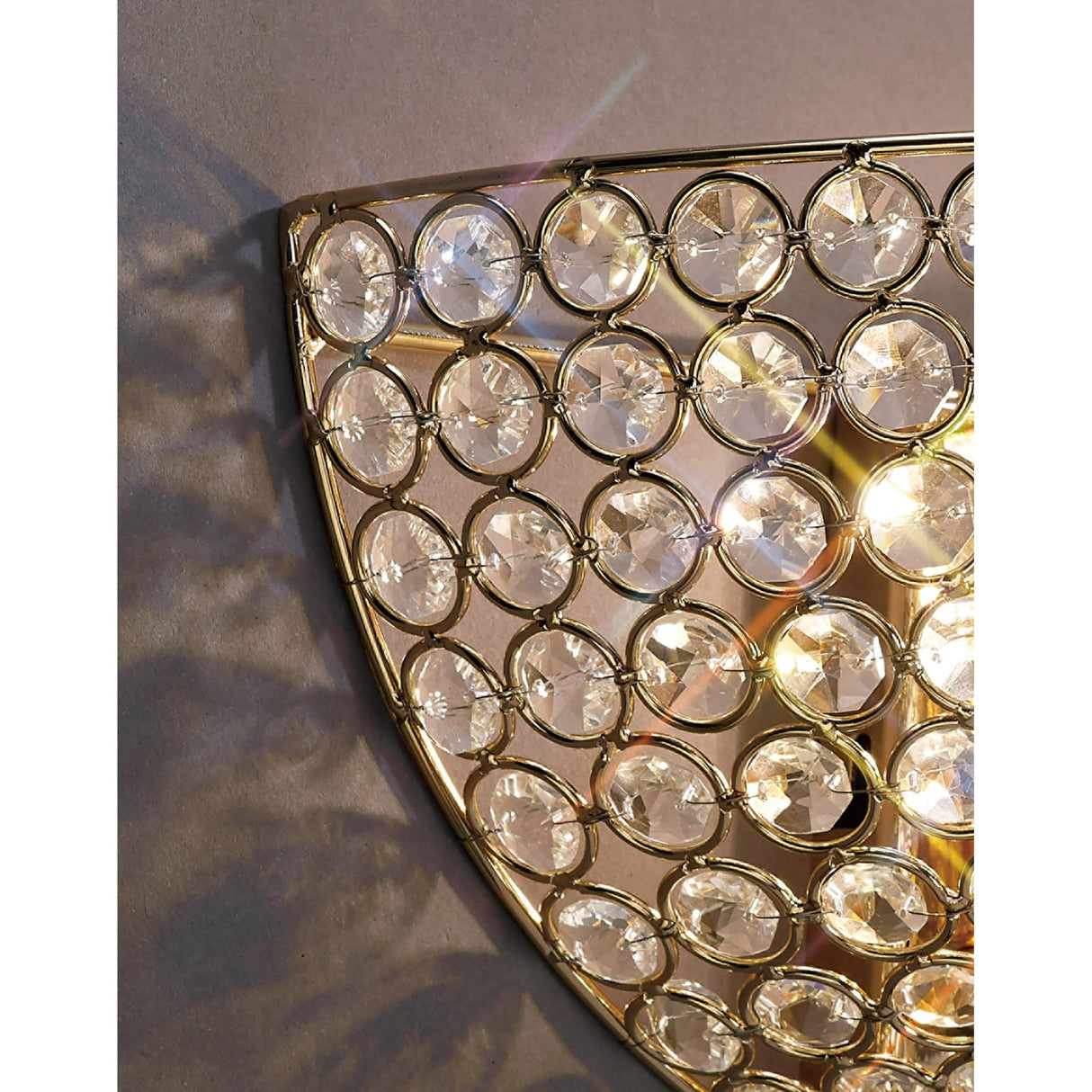 Ava Circular 2 Light Crystal Wall Light - Gold