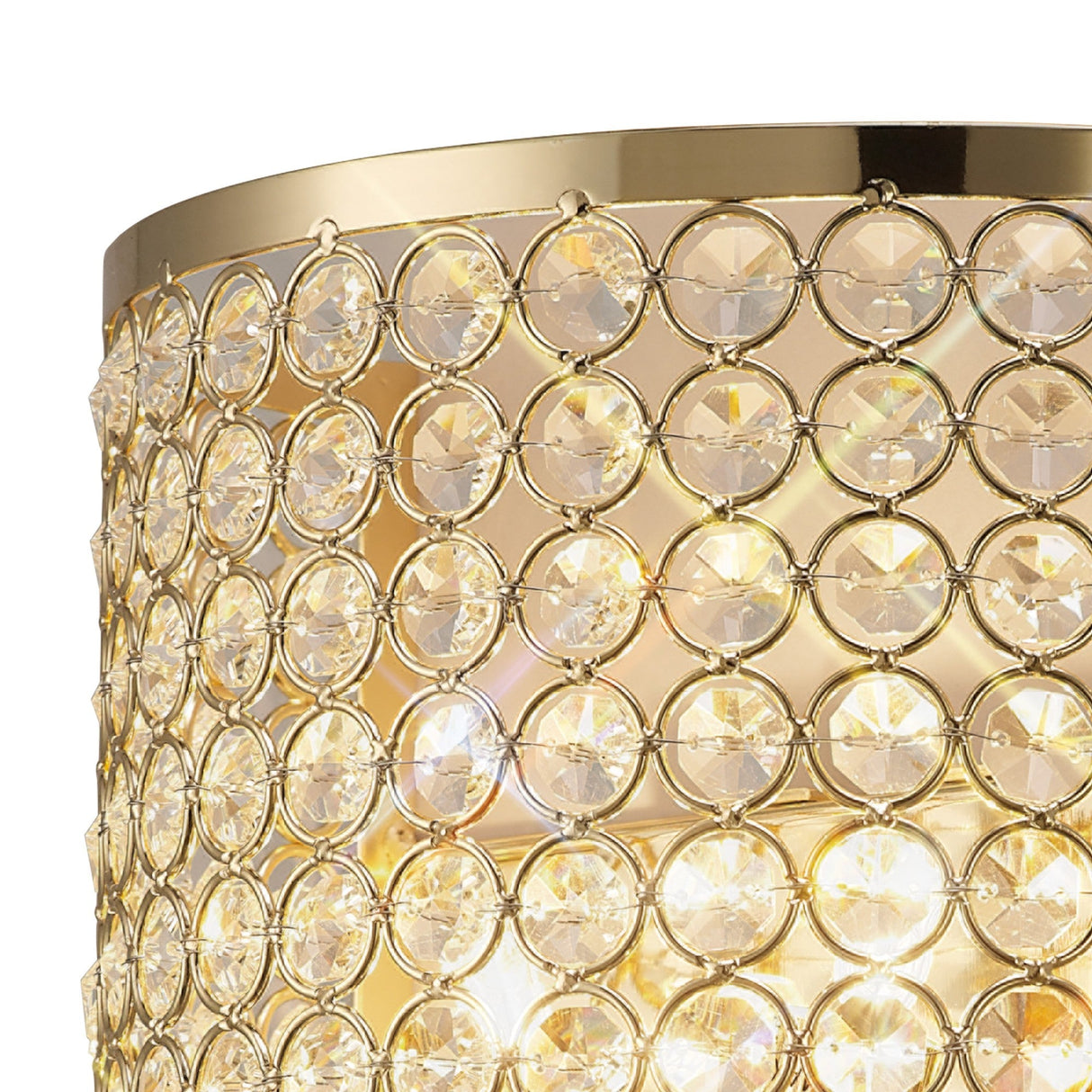 Ava Rectangle 2 Light Crystal Wall Light - Gold