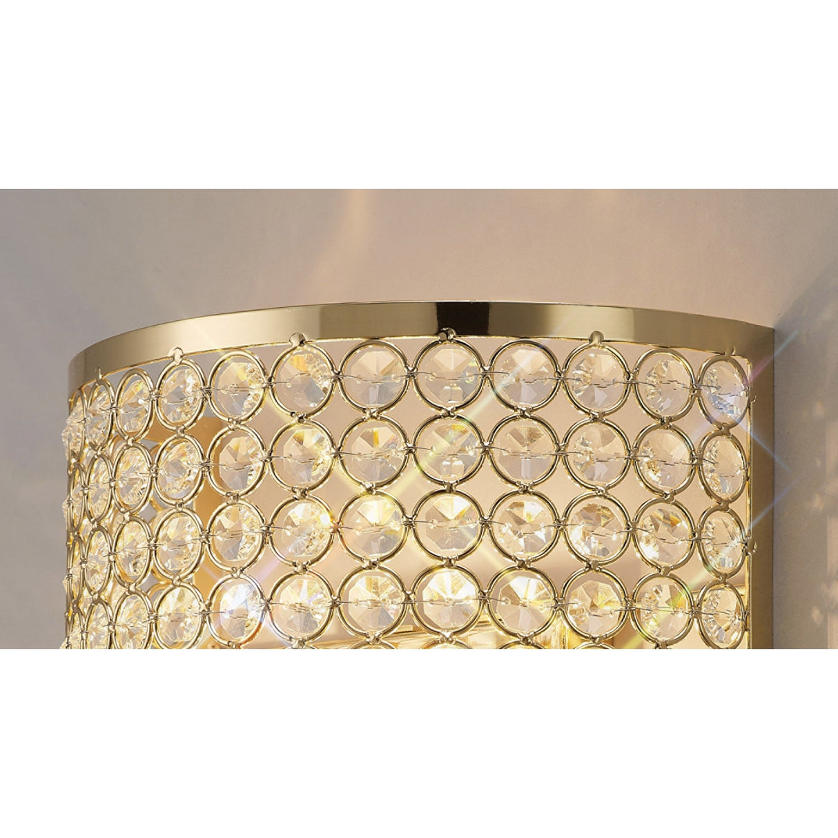 Ava Rectangle 2 Light Crystal Wall Light - Gold