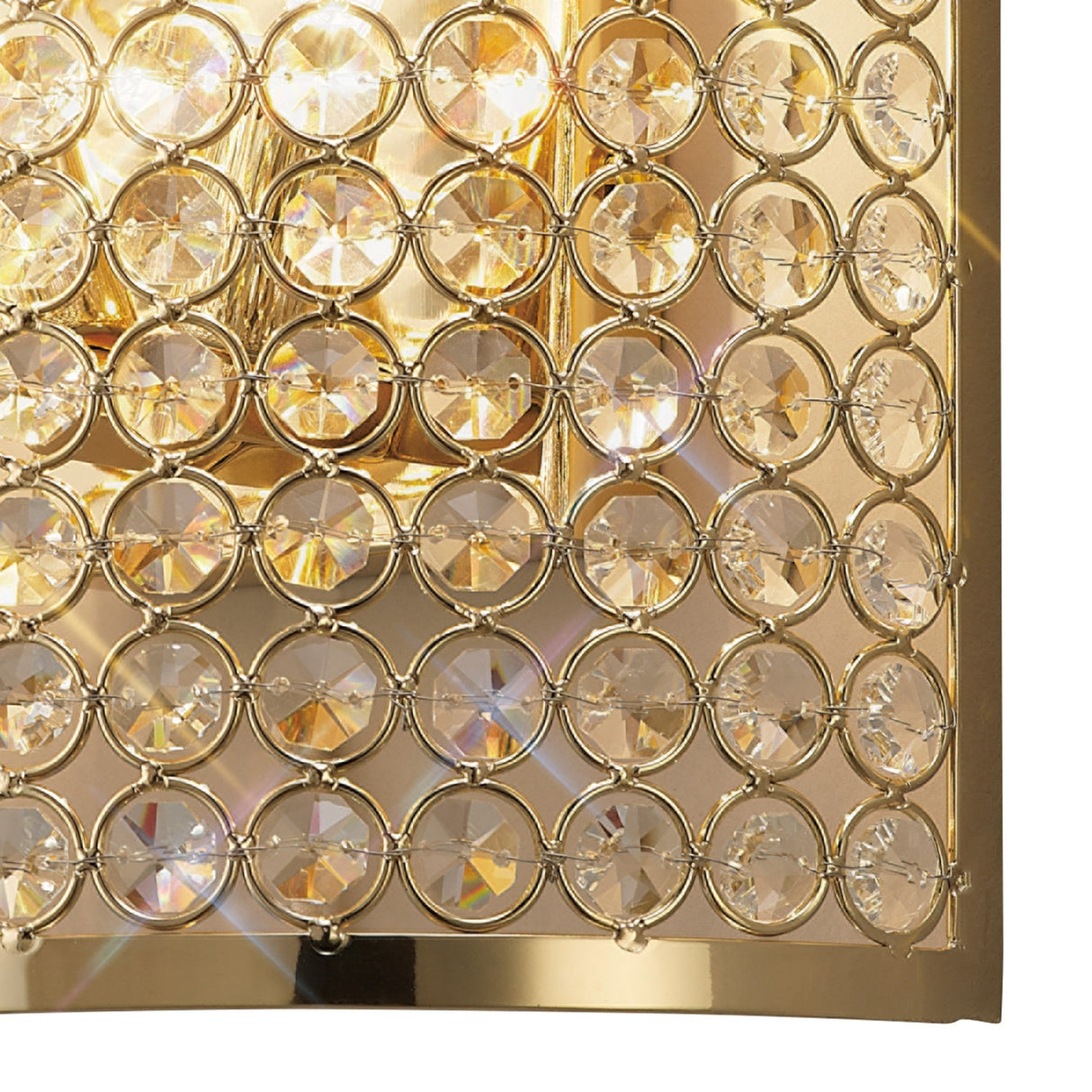 Ava Rectangle 2 Light Crystal Wall Light - Gold