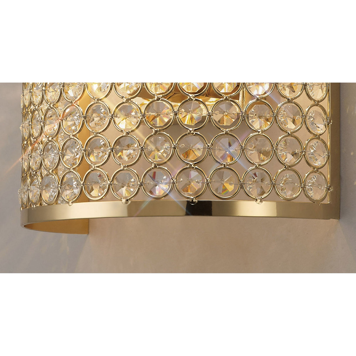 Ava Rectangle 2 Light Crystal Wall Light - Gold