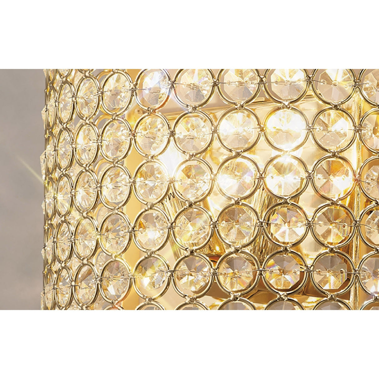 Ava Rectangle 2 Light Crystal Wall Light - Gold