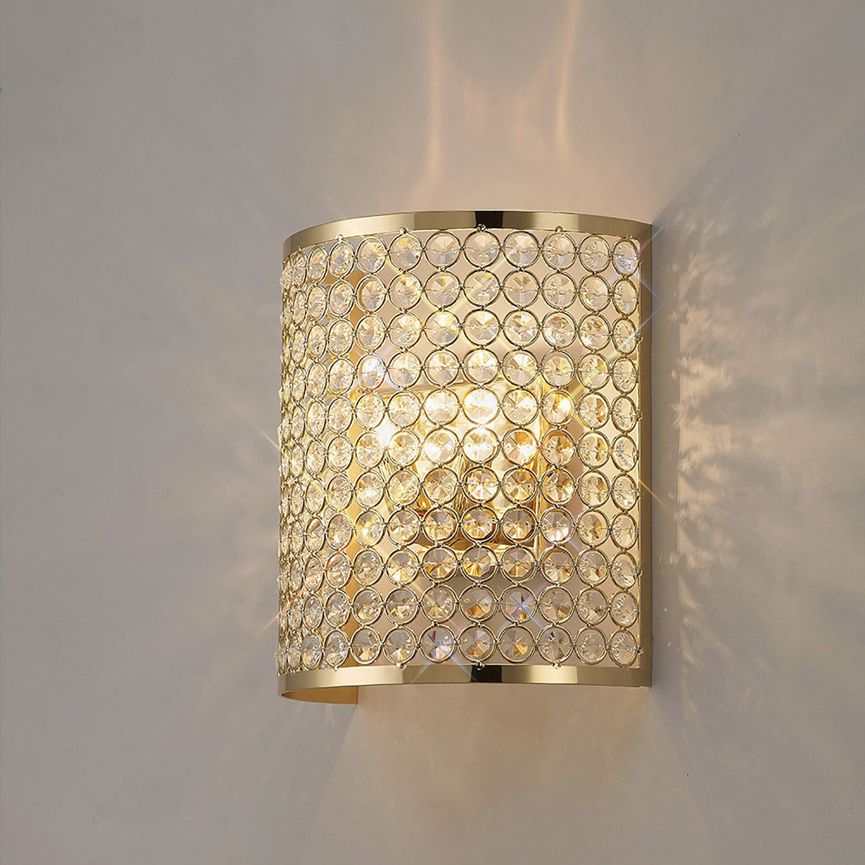 Ava Rectangle 2 Light Crystal Wall Light - Gold