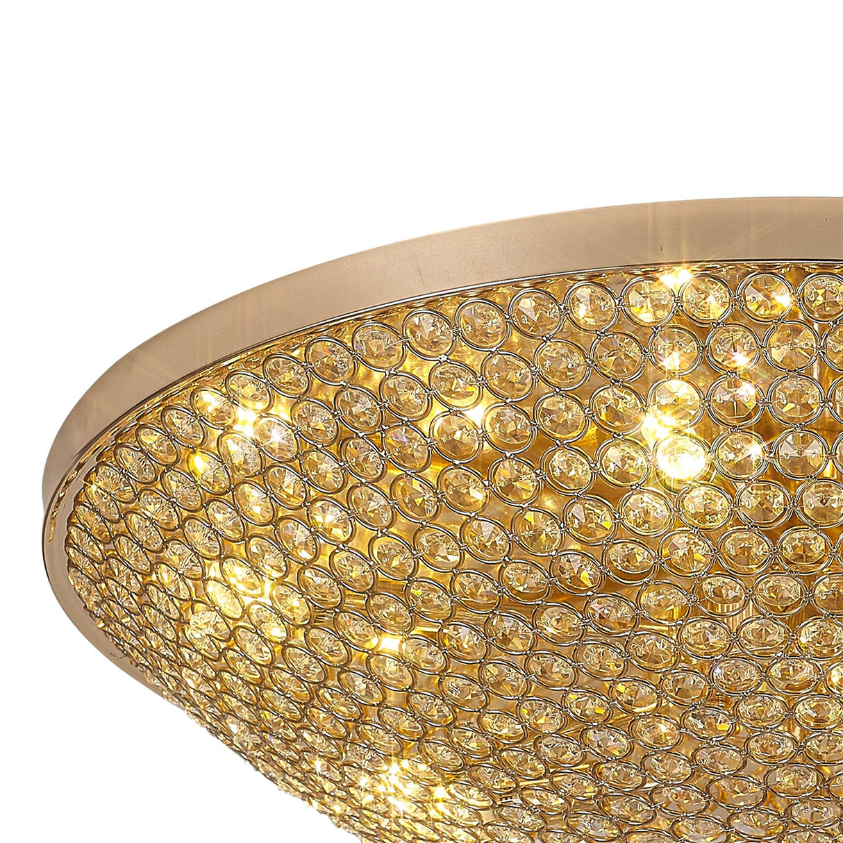 Ava 9 Light Crystal Flush Ceiling Light - French Gold
