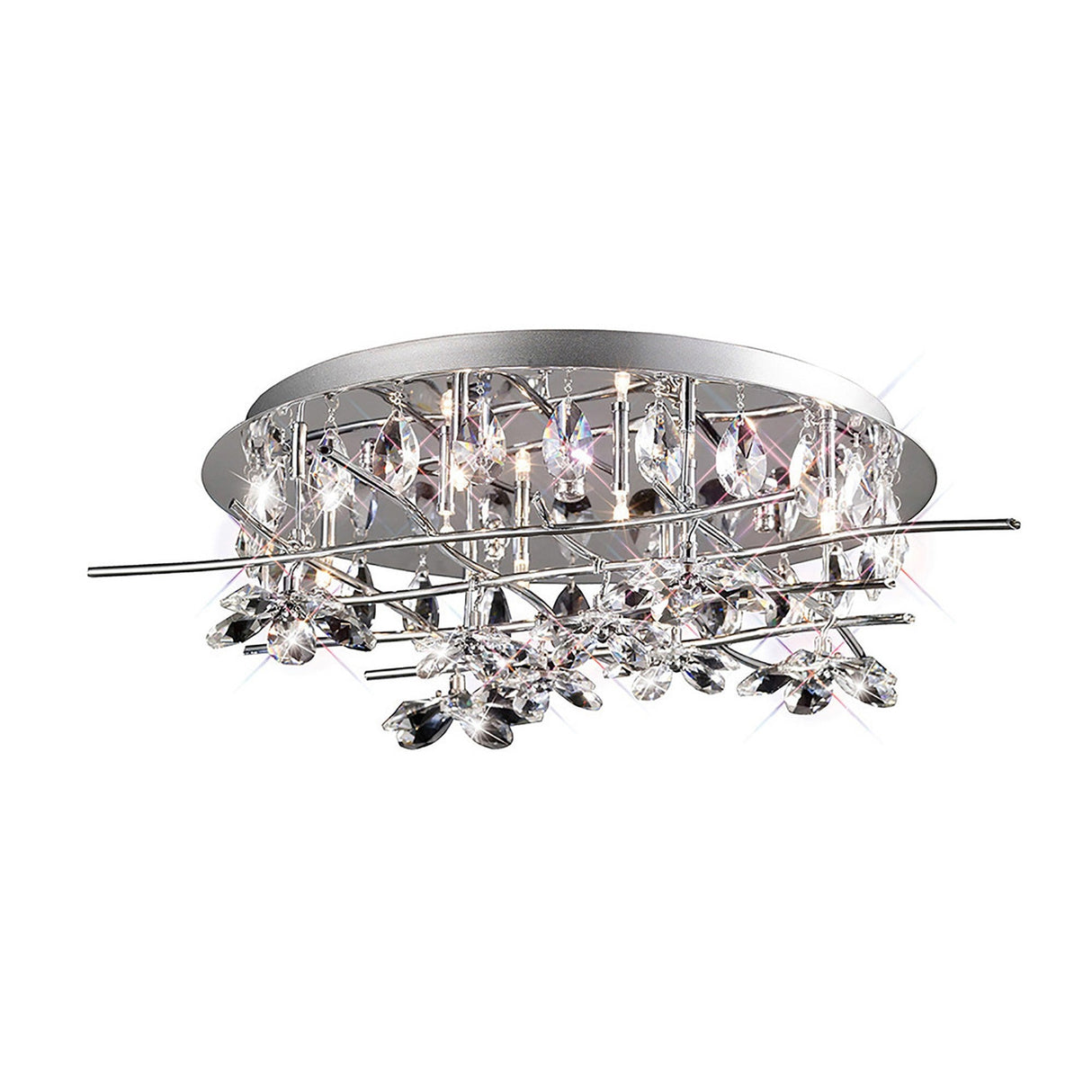 Aviance 8 Light Crystal Flush Ceiling Light – Polished Chrome