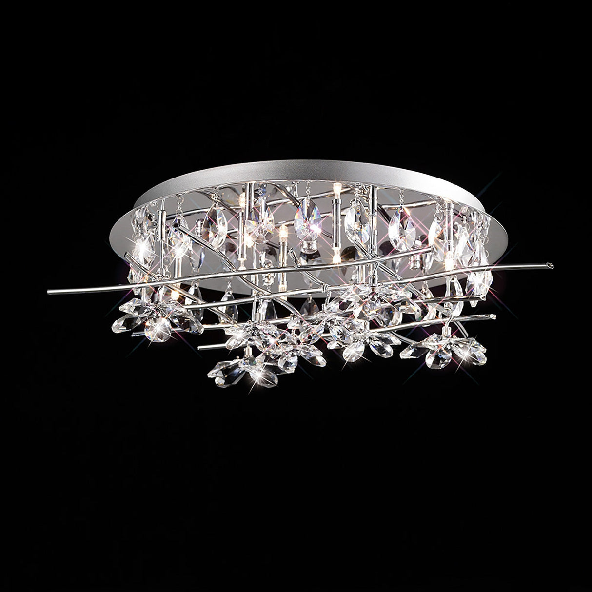 Aviance 8 Light Crystal Flush Ceiling Light – Polished Chrome
