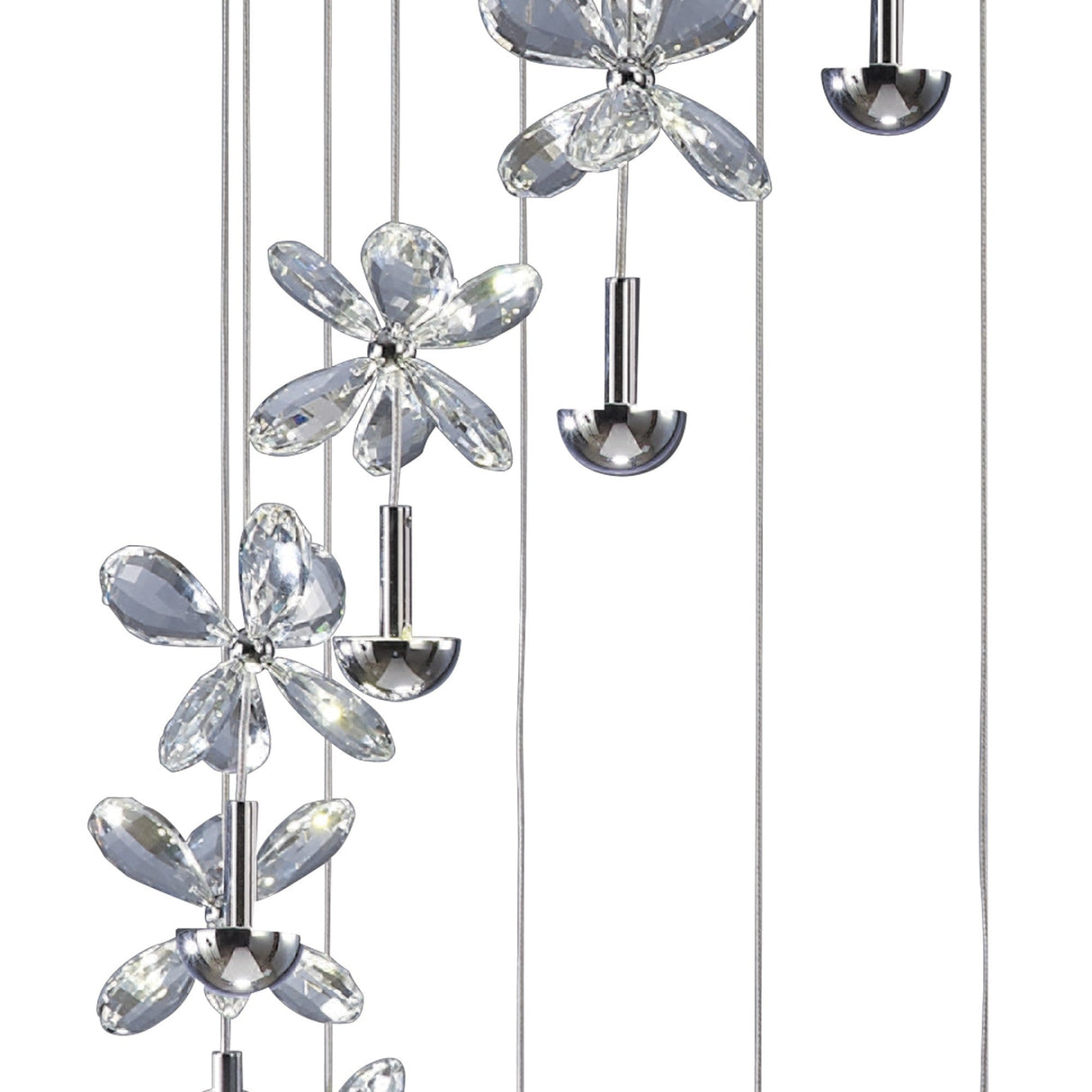 Aviva 12 Light LED Crystal Cluster Pendant Light 4000K - Polished Chrome