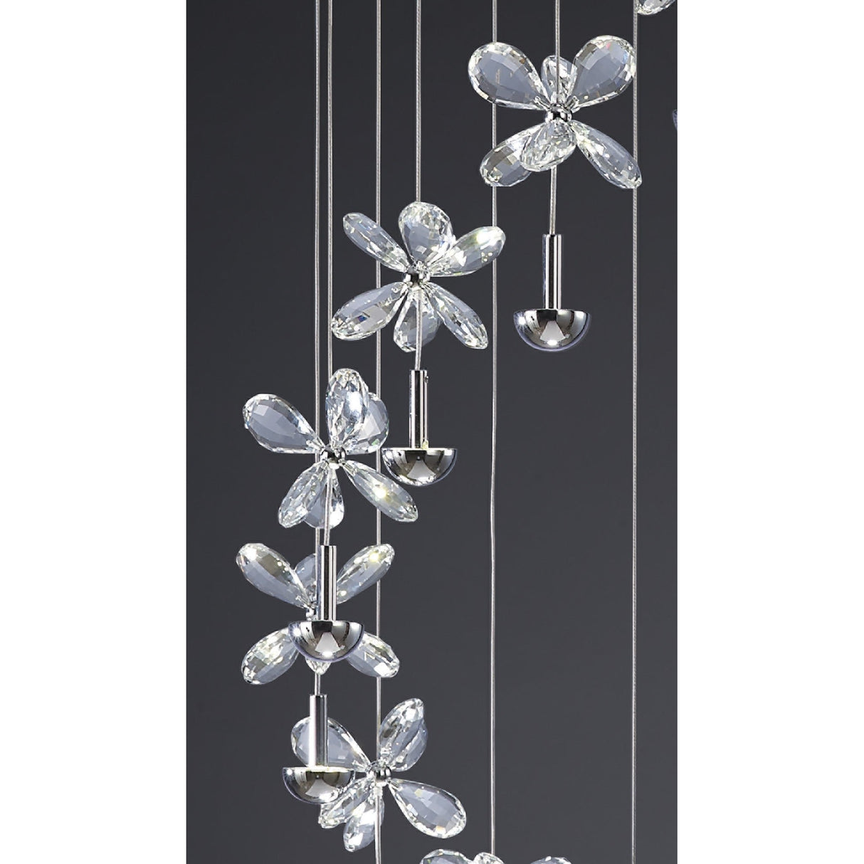 Aviva 12 Light LED Crystal Cluster Pendant Light 4000K - Polished Chrome