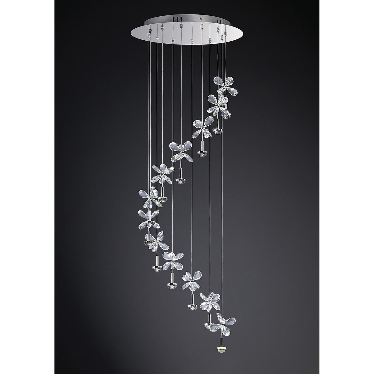 Aviva 12 Light LED Crystal Cluster Pendant Light 4000K - Polished Chrome