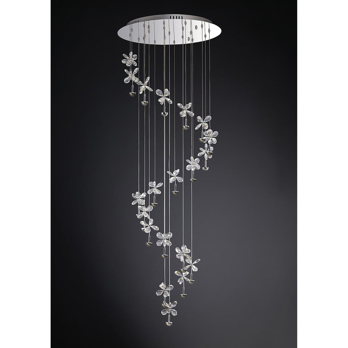 Aviva 20 Light LED Crystal Cluster Pendant Light 4000K - Polished Chrome