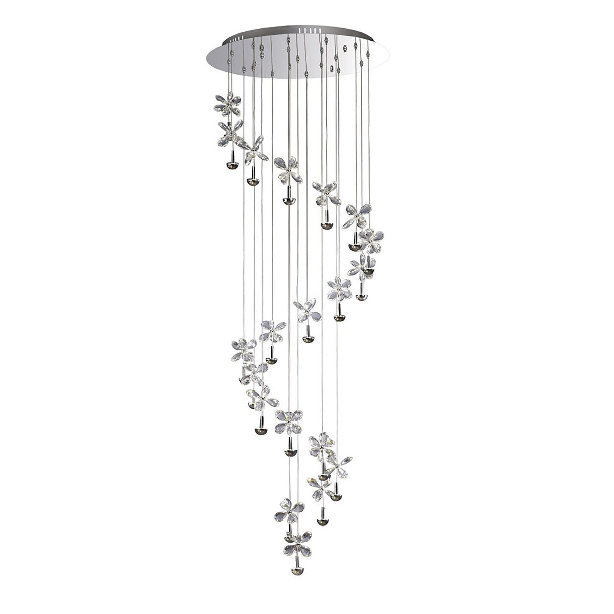 Aviva 20 Light LED Crystal Cluster Pendant Light 4000K - Polished Chrome