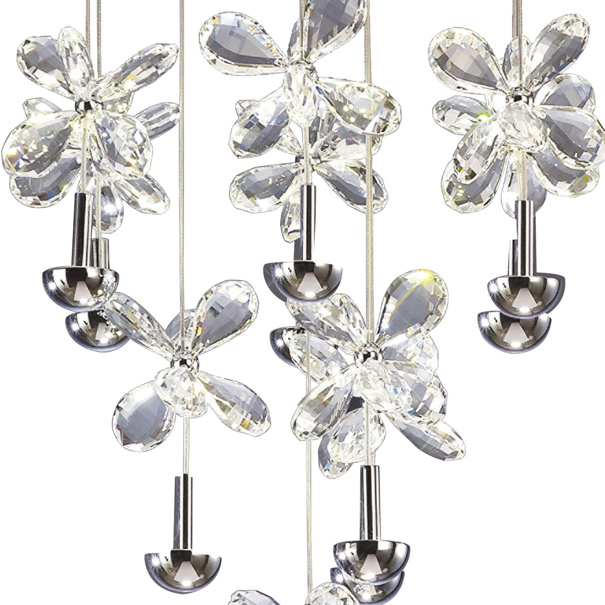 Aviva 10 Light LED Crystal Cluster Pendant Light 4000K - Polished Chrome