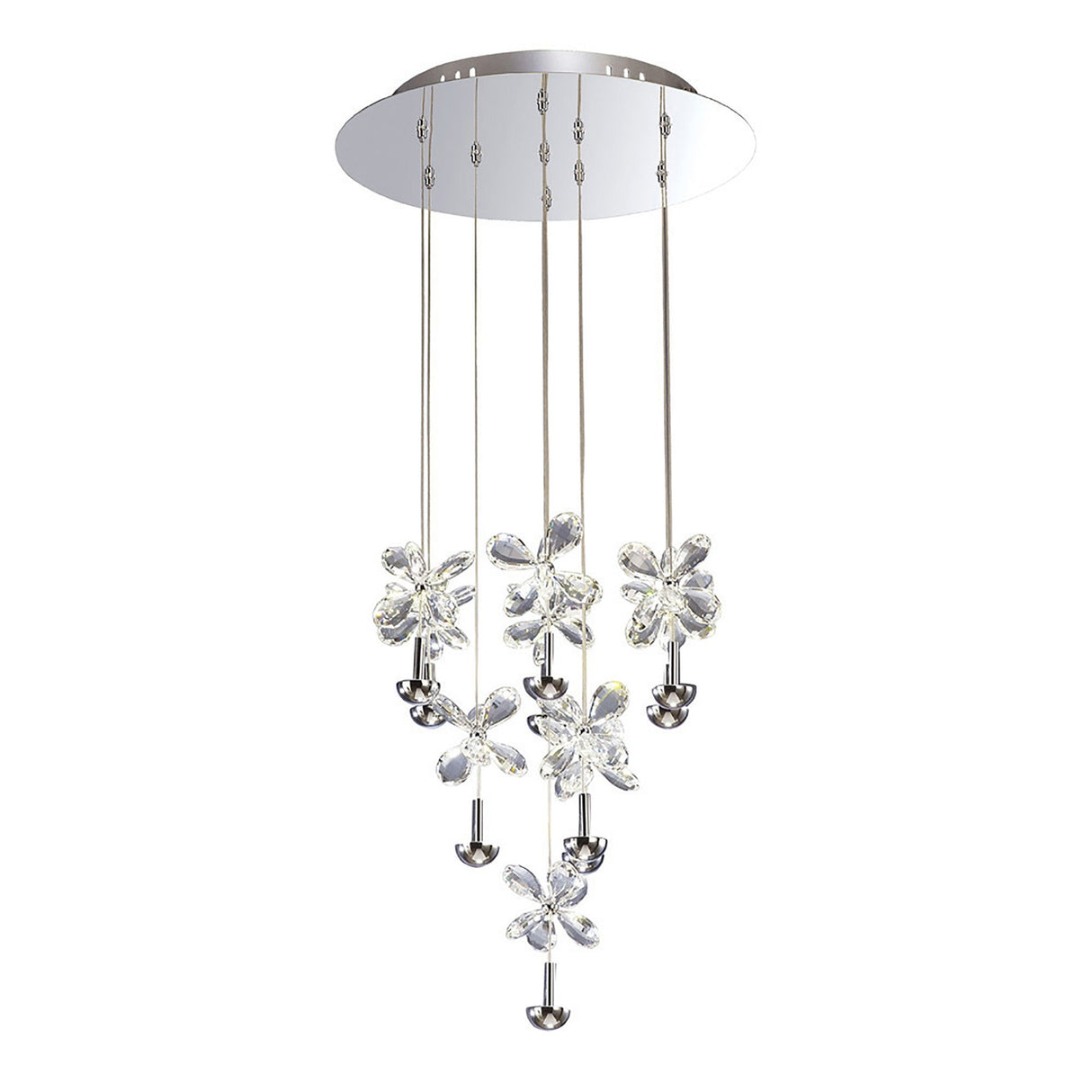 Aviva 10 Light LED Crystal Cluster Pendant Light 4000K - Polished Chrome