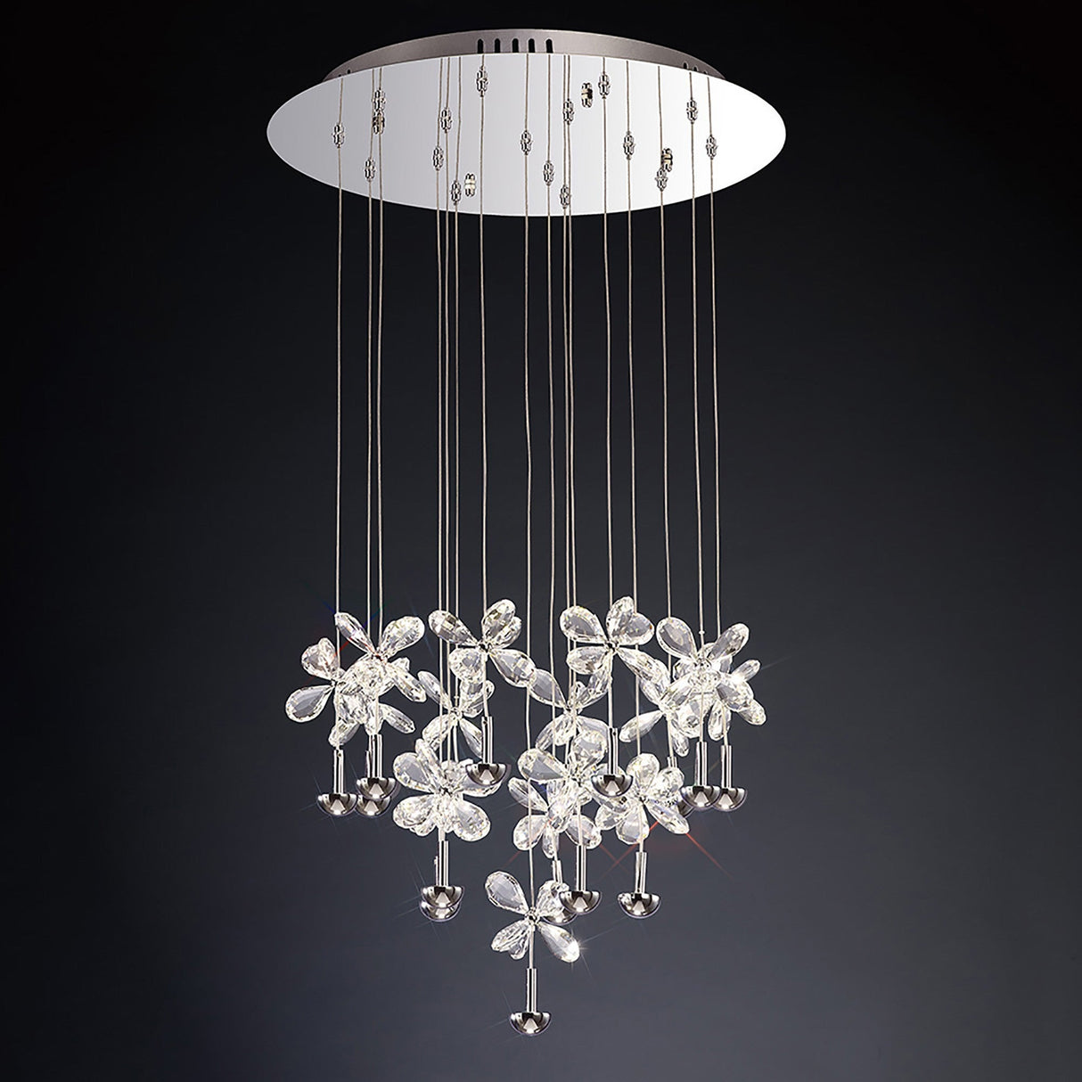 Aviva 16 Light LED Crystal Cluster Pendant Light 4000K - Polished Chrome
