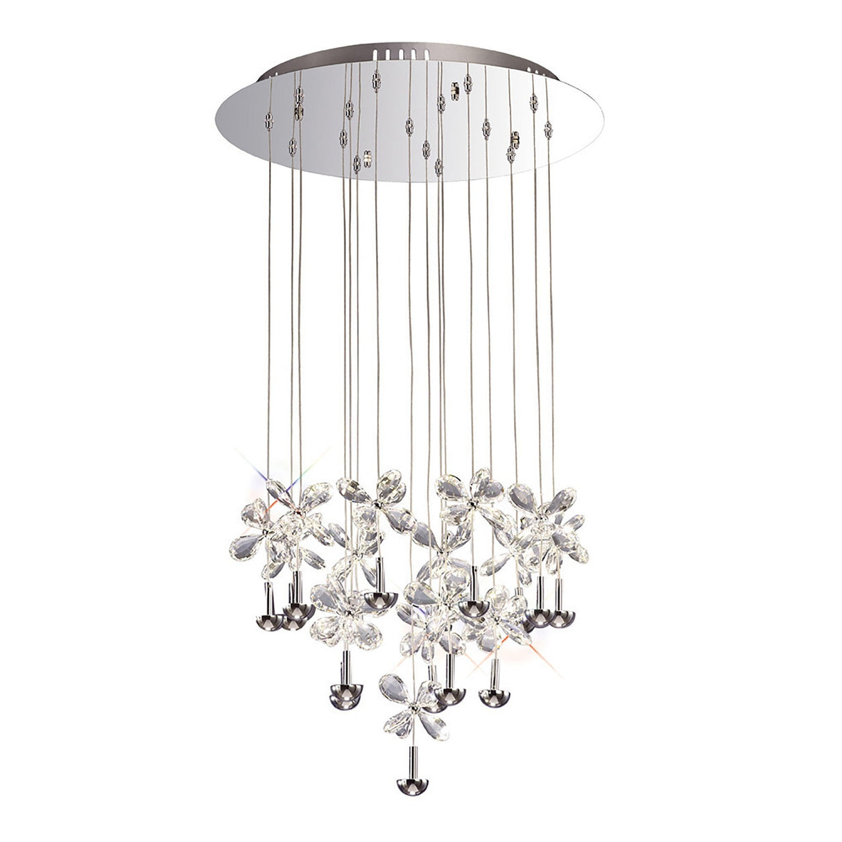 Aviva 16 Light LED Crystal Cluster Pendant Light 4000K - Polished Chrome