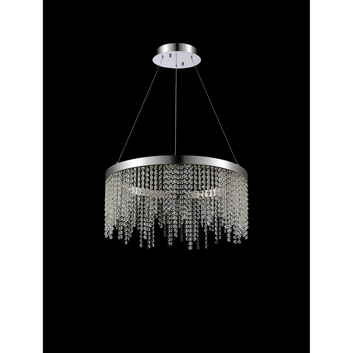 Bano 61.5cm Round Dimmable LED Crystal Chandelier - Chrome