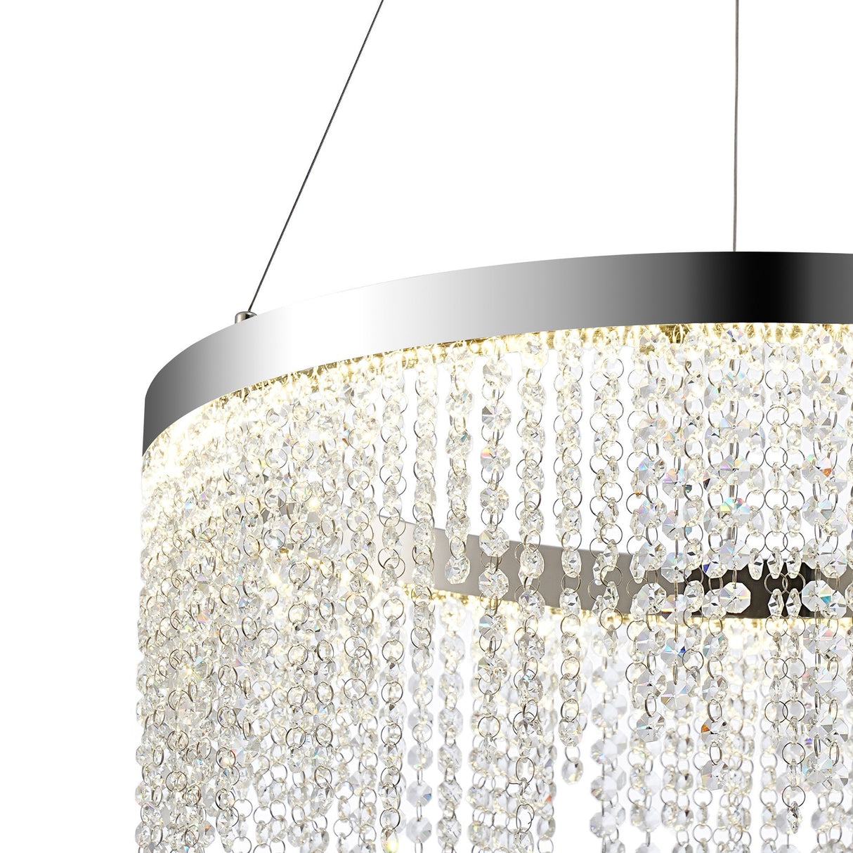Bano 61.5cm Round Dimmable LED Crystal Chandelier - Chrome