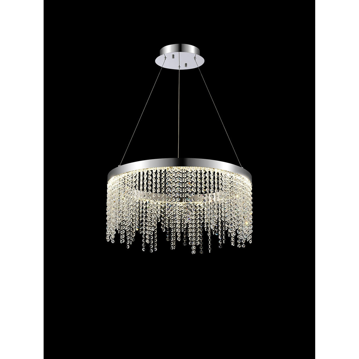 Bano 61.5cm Round Dimmable LED Crystal Chandelier - Chrome