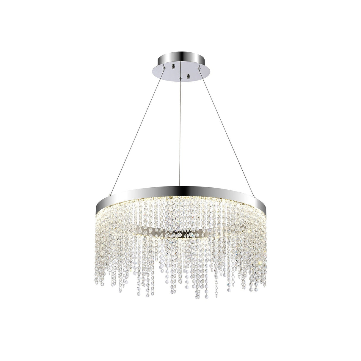 Bano 61.5cm Round Dimmable LED Crystal Chandelier - Chrome