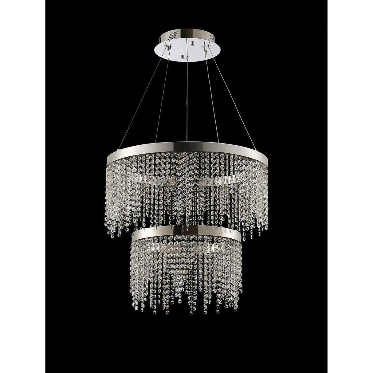 Bano 61.5cm Round 2 Tier Dimmable LED Crystal Chandelier - Chrome