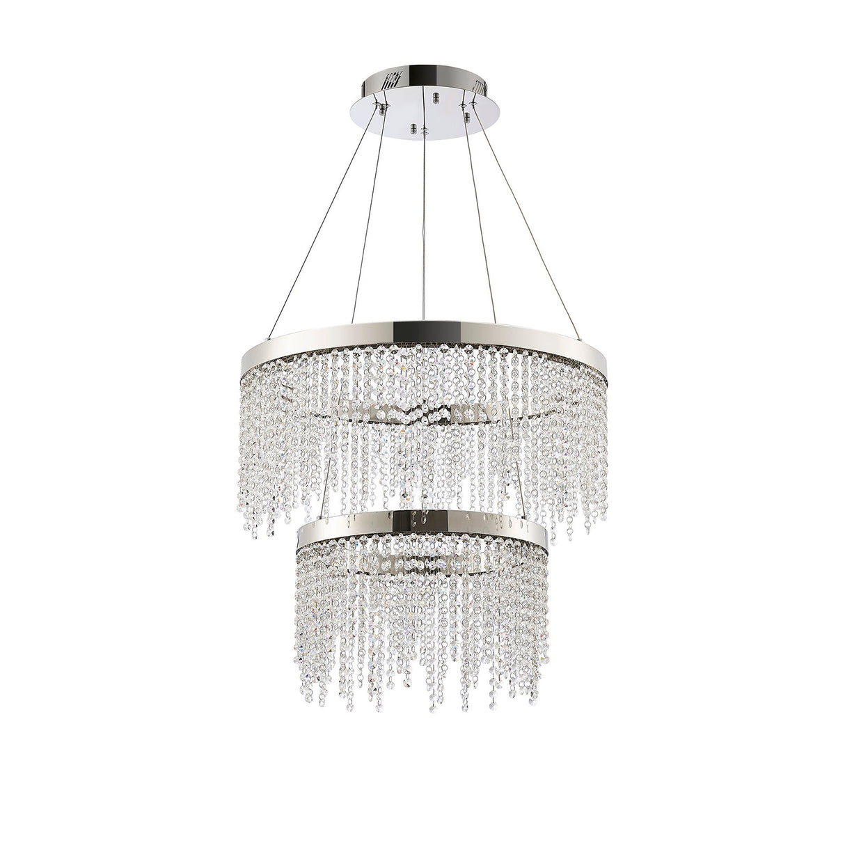 Bano 61.5cm Round 2 Tier Dimmable LED Crystal Chandelier - Chrome