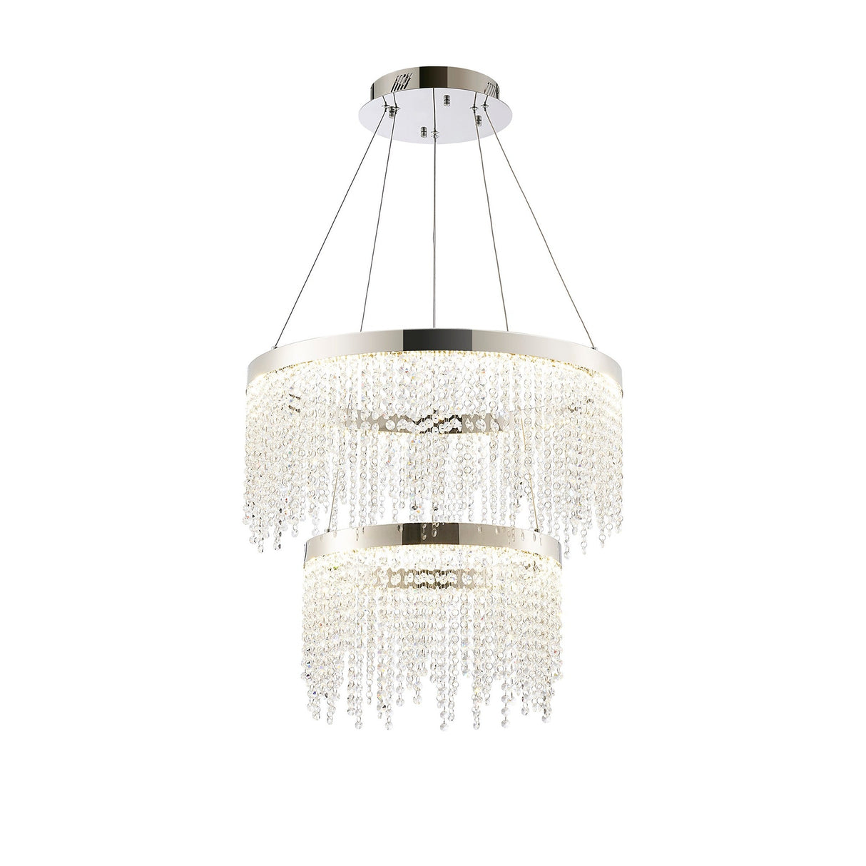 Bano 61.5cm Round 2 Tier Dimmable LED Crystal Chandelier - Chrome