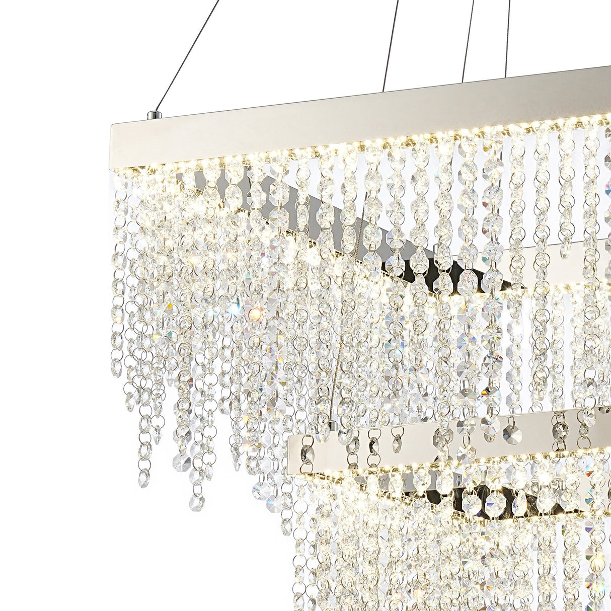 Bano 50cm Square 2 Tier Dimmable LED Crystal Chandelier - Chrome