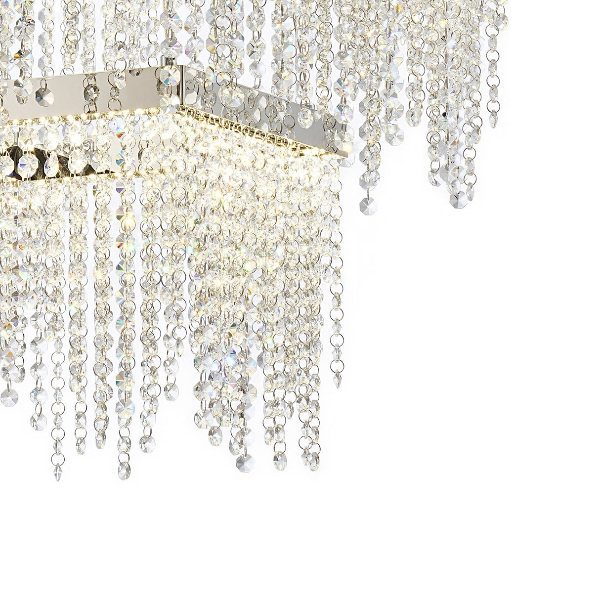 Bano 50cm Square 2 Tier Dimmable LED Crystal Chandelier - Chrome