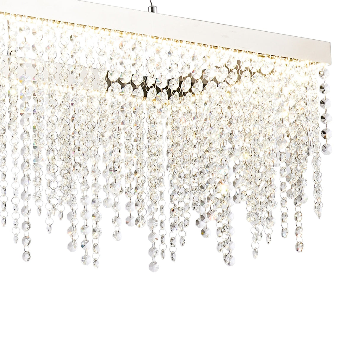 Bano 115cm Dimmable LED Crystal Linear Suspension Light - Chrome