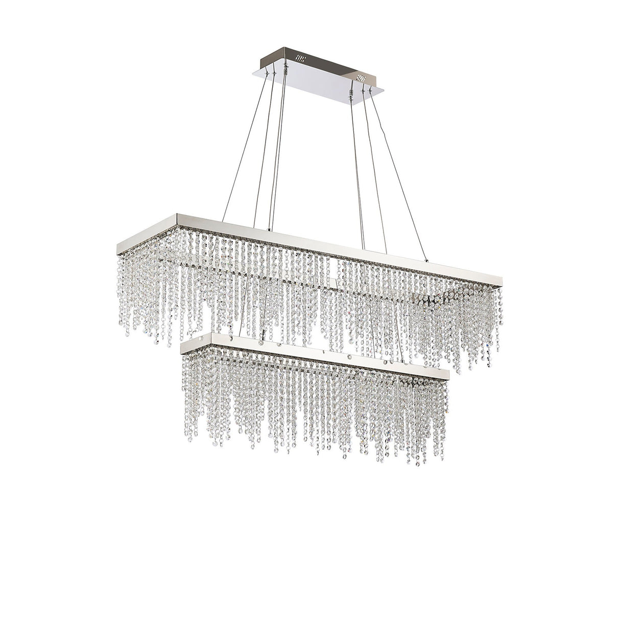 Bano 115cm 2 Tier Dimmable LED Crystal Linear Suspension Light - Chrome