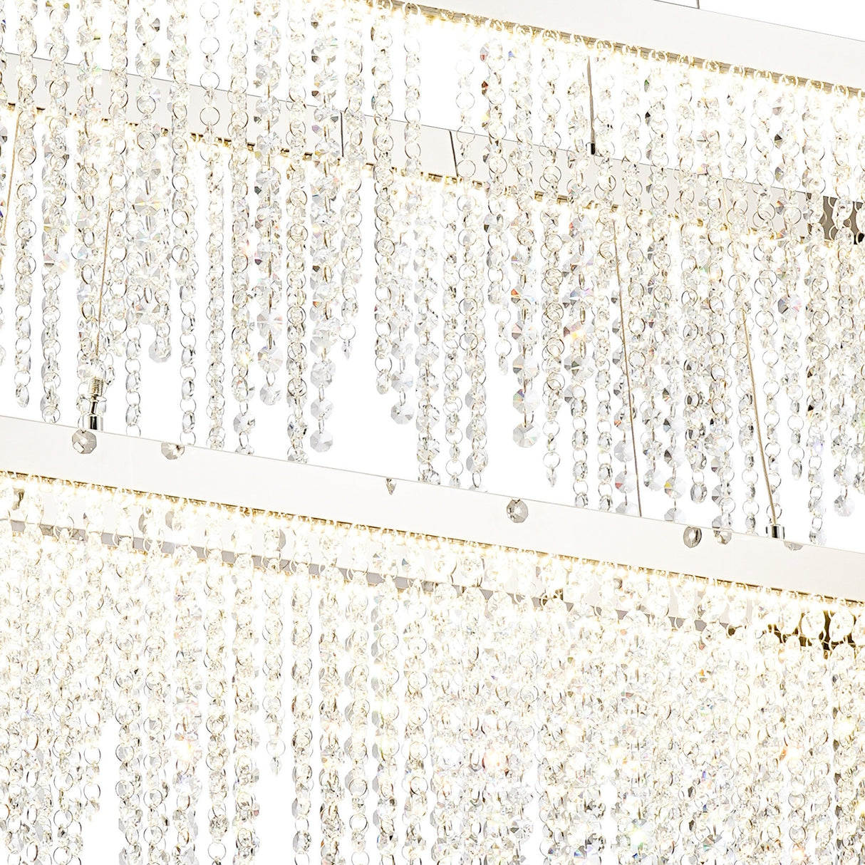 Bano 115cm 2 Tier Dimmable LED Crystal Linear Suspension Light - Chrome