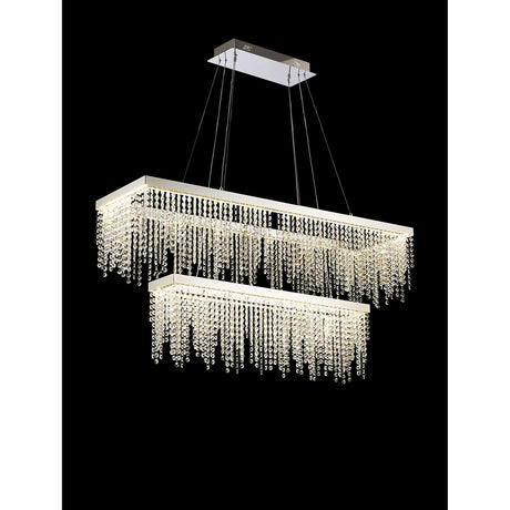 Bano 115cm 2 Tier Dimmable LED Crystal Linear Suspension Light - Chrome