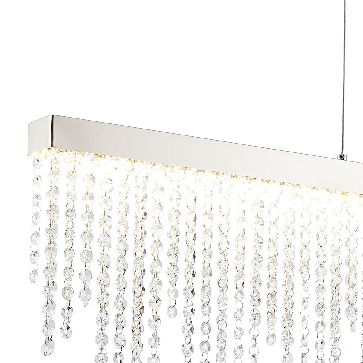 Bano 115cm Dimmable LED Crystal Slim Linear Suspension Light - Chrome