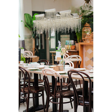 Bano 102cm 3 Light Dimmable LED Crystal Linear  Suspension Light - Chrome