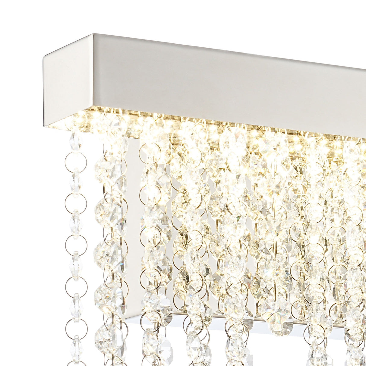 Bano Small Dimmable LED Crystal Chain Wall Light - Chrome